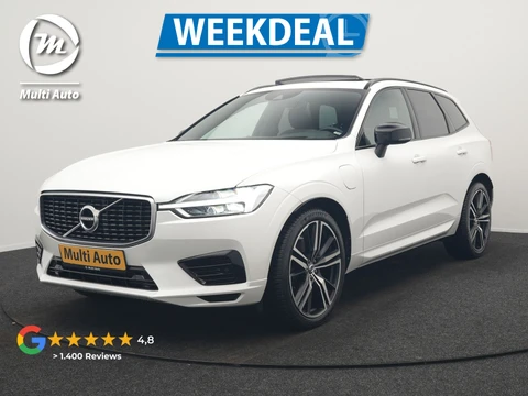 Volvo XC60 Recharge T8 AWD R-Design PHEV 391pk Dealer O.H. | Panodak | Luchtvering | Head Up | Camera | Harman & Kardon | Sportstoelen Memory & Verwarmd | 21"L.M | Apple Carplay | Keyless | Blis | Virtual | Navigatie | DAB | Plug In Hybrid
