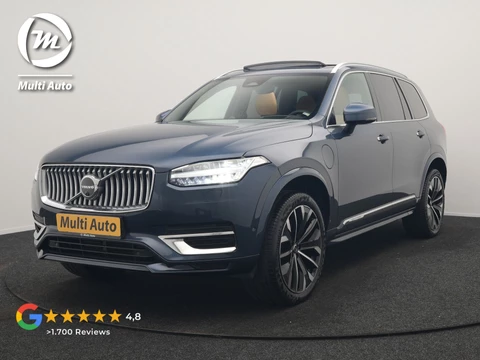 Volvo XC90 T8 Recharge AWD Ultimate Bright 7 Persoons LONG RANGE PHEV 455pk Dealer O.H. | Trekhaak Af Fabriek | Panodak | Head Up | Adaptive Cruise | 360 Camera | Bowers & Wilkins | Lederen Sportstoelen Massage & Memory & Ventilatie | Google Assistent | Stoelen & Stuur Verwarmd  | Keyless | Blis | Plug In Hybrid |