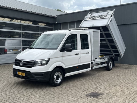 Volkswagen Crafter 35 2.0 TDI L4 DC 140pk Airco Cruise controle Trekhaak 3000kg trekgewicht Kipper 6-Persoons Euro 6 Dubbele cabine 1e eigenaar Open laadbak Pick-up Bakwagen Kieper