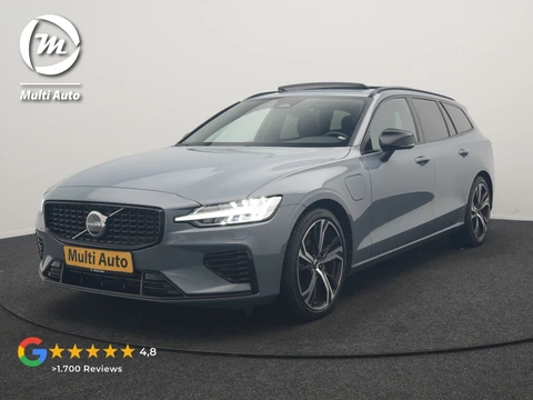 Volvo V60 T6 AWD Plus Dark Long Range PHEV 350pk Dealer O.H | Trekhaak Af Fabriek | Panodak | Adaptive Cruise | Camera | Sportstoelen Memory & Verwarmd | Stuur Verwarmd | Keyless | Apple Carplay | Navigatie | DAB | 19" | Plug In Hybrid |