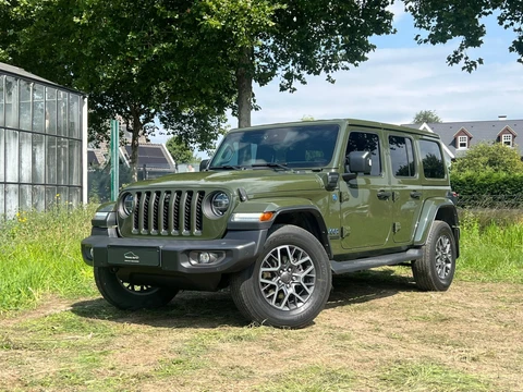 Jeep Wrangler Unlimited 4xe 380 80th Anniversary |SARGE GREEN|TREKHAAK|CAMERA V+A|STUUR+STOELVERW.|LEASE EURO 691 P/M| 17688 / 4045 | SUV/TERREINWAGEN/CABRIOLET/OVERLAND/SAHARA/RUBICON