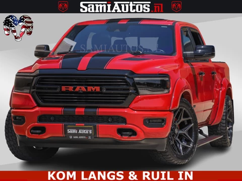 Dodge Ram Pick-Up GT TRX PACK | 5.7 V8 HEMI | FLAME RED | HULK PACK | LUCHTVERING | MEGA DIK | DC | DUBBLE CABINE | 5 PERSOONS | CREW CAB | GRIJS KENTEKEN | TRAIN HORN | EERSTE EIGENAAR | ORIGINEEL NEDERLANDSE AUTO | WIDE BODY | De specialist in Amerikaanse pick‑ups in Nederland en Europa.