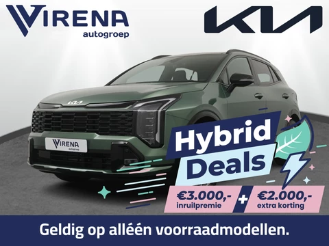 Kia Sportage 1.6 T-GDi Hybrid GT-Line - €5.000,- voordeel - Stoel/stuur verwarming - Schuif/kanteldak - LED verlichting - Head up Display - Keyless entry/start - 18'' lichtmetalen velgen - Fabrieksgarantie t/m 2033