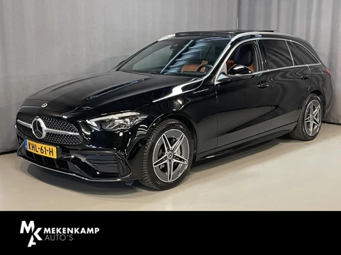 Mercedes-Benz C-klasse Estate 300 e Star Edition AMG Line 18"/Panoramadak/Trekhaak/Stuur + stoelverwarming/Adaptieve cruise/Dodehoek/Sfeerverlichting premium/Elektrische klep/Apple Carplay & Android Auto