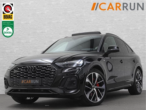 Audi Q5 Sportback 300pk TFSI e S-Line Competition | RS-Leder | Luchtvering | 360 Camera | Panorama | B&O | ACC | SQ5 Diffuser | Sfeerverlichting | Trekhaak | Stoelverwarming V+A | LED-Matrix | Keyless-Entry | Memory | Zonwering | Standkachel | Stuurverwarming | 21 inch | Black-Optic | Carplay |