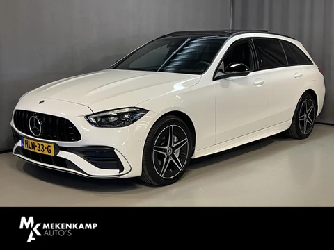Mercedes-Benz C-klasse Estate 300 e AMG Line C63 Diffuser/18"/Panoramadak/Laser LED/Trekhaak/Stoelverwarming + memory l + r/Adaptieve cruise/Sfeerverlichting premium/Elektrische klep/Apple Carplay & Android Auto