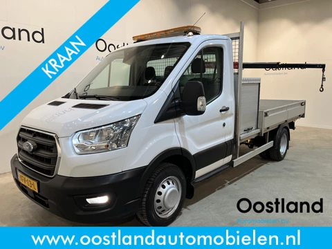 Ford Transit 350 2.0 TDCI L2 Trend RWD Open Laadbak / Maxilift kraan / Euro 6 / Trekhaak 3.000 KG / Dubbel Lucht / Airco / Cruise Control / 3-Zits / 67.000 KM !!