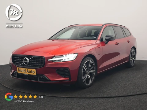 Volvo V60 T6 Recharge AWD R-Design PHEV 340pk Dealer O.H | Trehaak Af Fabriek | Camera | Lederen Sportstoelen Memory & Verwarmd | Cruise Control | Pilot Assist | Apple Carplay | Keyless | Stuurverwarming | Virtual | Navigatie | DAB | 19"L.M | Plug In Hybrid |