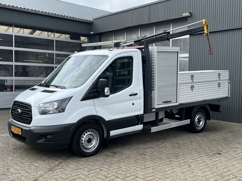 Ford Transit 310 2.0 TDCI Hiab Laadkraan Euro 6 Bpm vrij Airco Ex overheid Trekhaak 2750kg Open laadbak Bakwagen Pick-up p-up 1e eigenaar
