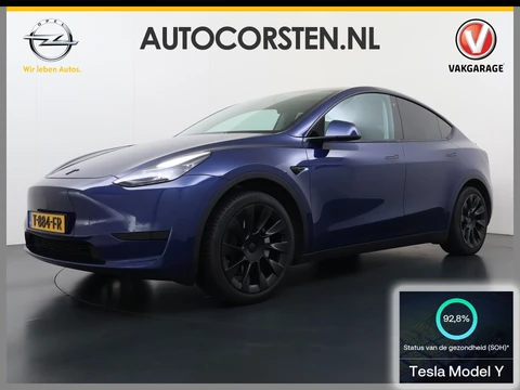 Tesla Model Y RWD 300PK LFP Accu Trekhaak Spoiler 20"lm Warmtepomp Leer PanoDak Navi Premium-Audio Ecc Adap.Cruise Camera's Traffic-Aware-Cruise+Sturen AI FSD-3 Computer SOH 92% Stuur+Stoelverwarming Led Traffic-Aware Cruise Control Toybox Elek.Achterklep 1.600KG Trekgewicht 1e Eigenaar Origineel Nederlandse Auto