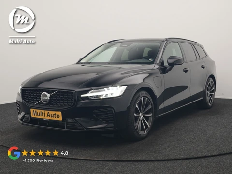 Volvo V60 T6 AWD Plus Dark LONG RANGE PHEV 350pk Dealer O.H. | Trekhaak Af Fabriek | Adaptive Cruise | Camera | Harman / Kardon | Lederen Sportstoelen Memory & Verwarmd | Google Assistent | Stuur Verwarmd | Keyless | Apple Carplay | DAB | Plug In Hybrid |