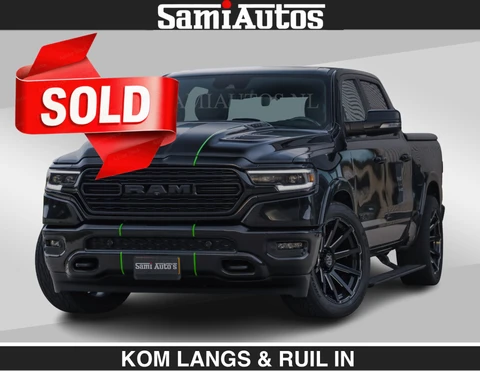 Dodge Ram Pick-Up LIMITED 5.7 V8 HEMI | TOP STAAT | €59950,- excl | BOM VOL | HUD | LUCHTVERING | STRIPING | BREDE WIELEN | OPEN UITLAAT KLEP | ADAPTIVE | PANO | DC | CREW CAB | DUBBELE CABINE | 5 PERSOONS |