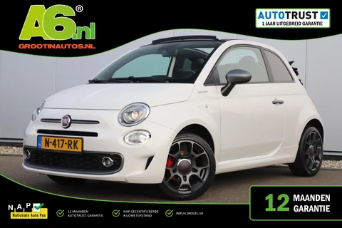 Fiat 500 C 1.0 Hybrid Sport Cabrio 16 inch LMV Half Leder Navigatie Carplay Android Climate Cruisecontrol Rode Remklauwen Super Netjes!