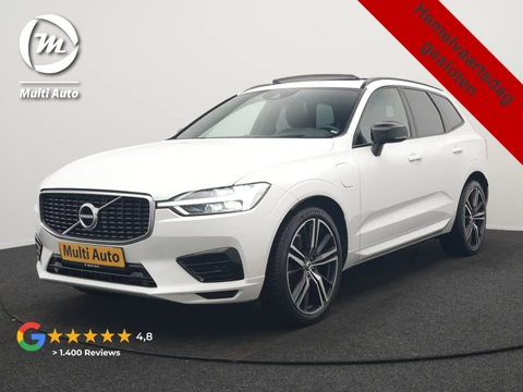 Volvo XC60 Recharge T8 AWD R-Design PHEV 391pk Dealer O.H. | Panodak | Luchtvering | Head Up | Camera | Harman & Kardon | Sportstoelen Memory & Verwarmd | 21"L.M | Apple Carplay | Keyless | Blis | Virtual | Navigatie | DAB | Plug In Hybrid