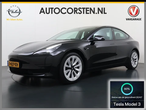 Tesla Model 3 Standard RWD Plus 60kWh Warmtepomp LFP-Accu SOH 93% AMD Ryzen™ ­Stuur+Stoelverwarming Navi Camera's Leder Adap.Cruise Elek.Achterklep Premium Luidsprekers Lmv 19" Led Panoramadak Google Maps® Elek.Stoelen+Memory 1e Eigenaar Origineel Nederlandse Auto