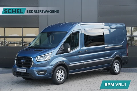 Ford Transit 350 2.0 TDCI L3H2 Limited DC 185pk 5 Zits - 2x Schuif - Trekhaak - Cruise - Camera - Bi Xenon - Carplay/Android - Rijklaar