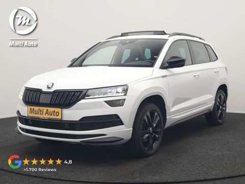 Škoda Karoq 1.5 TSI ACT Sportline DSG 150pk Dealer O.H | Panodak | Adaptive Cruise | Camera | RS Sportstoelen Verwarmd | Blis | Keyless | Apple Carplay | Black Optic | Virtual | Navigatie | DAB | 18"L.M |