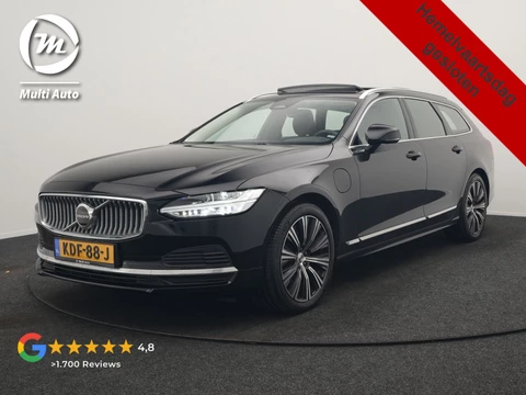 Volvo V90 T6 AWD Ultimate Bright PHEV 350pk LONG RANGE | Panodak | Adaptive Cruise | Camera | Harman / Kardon | Lederen Sportstoelen Memory & Verwarmd | Google Assistent | Keyless | Stuur Verwarmd | Blis | Apple Carplay | DAB | Virtual | Plug In Hybrid |