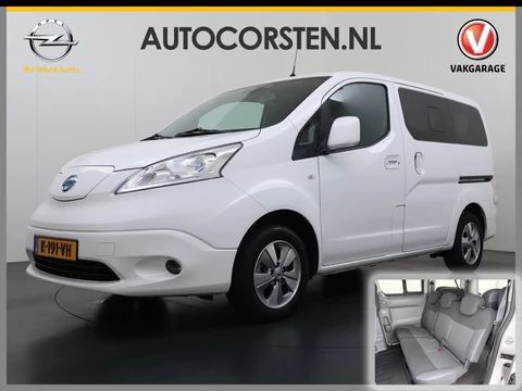Nissan e-NV200 Evalia 7-Persoons SOH 93% 40kWh Camera Navi Stoel+Stuurverwarming Cruise Control Ecc Connect Edition Schuifdeuren Privacy Glas Lmv Regen+Lichtsensor Isofix Keyless 1e Eigenaar Origineel Nederlandse Bus