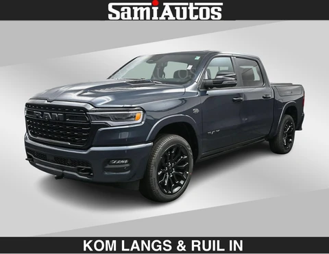Dodge Ram Pick-Up LIMITED 2027 5.7 V8 HEMI | MAXIMAAL UITGERUST | NIEUWE KLEUR Forged Blue Metallic met Ebony Red interior seats | DUBBELE CABINE | 5 PERSOONS | DC | Allernieuwste Limited 2027 in nieuwe kleur Forged Blue – volledig uitgerust met alle opties.