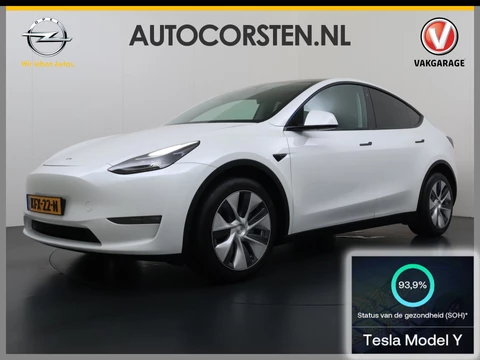 Tesla Model Y Long Range AWD 75kWh SOH 94% Warmtepomp AI-Computer Traffic Aware Adap.Cruise Leder Panoramadak Navi Ecc Camera Stoel+Stuurverwarming Privacy Glas Lmv Elek.Achterklep Led Elek.Stoelen+Memory 4WD Fabrieksgarantie tot 15-02-2027 - Garantie op de Accu+Motor tot 15-2-2031/192.000km