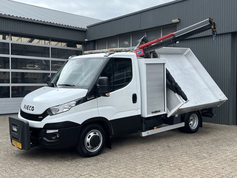 Iveco Daily 50C17 Maxilift 150 Laadkraan 3 zijden Kipper 3-Persoons Open laadbak Pick-up PTO Airco Nido aansluiting Euro 5 Kieper Kieper Gereedschapskist Camera Ex gemeente 1e eigenaar